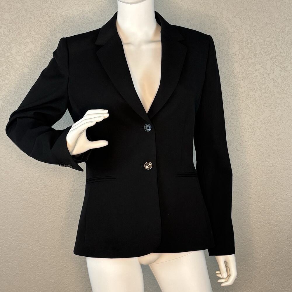 Tahari Women's Blazer Jacket Two-Button Office Professional Career Black Size 6